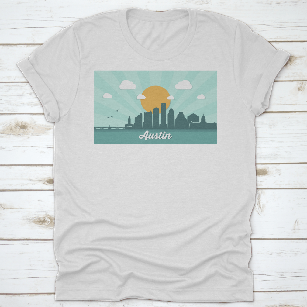 A detailed vector illustration of the Austin skyline featuring iconic buildings and structures.