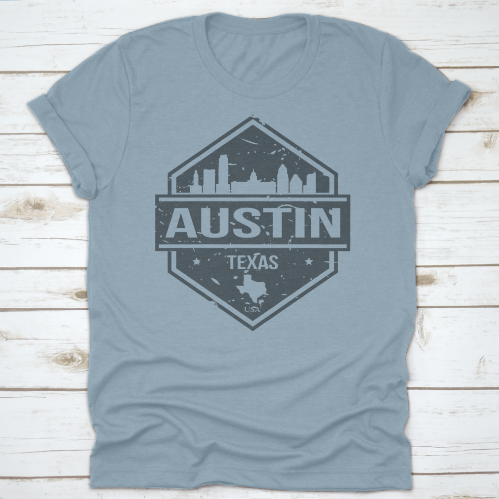 Austin Texas USA Travel Stamp Icon Skyline design featuring iconic city landmarks in a stylish seal vector format.