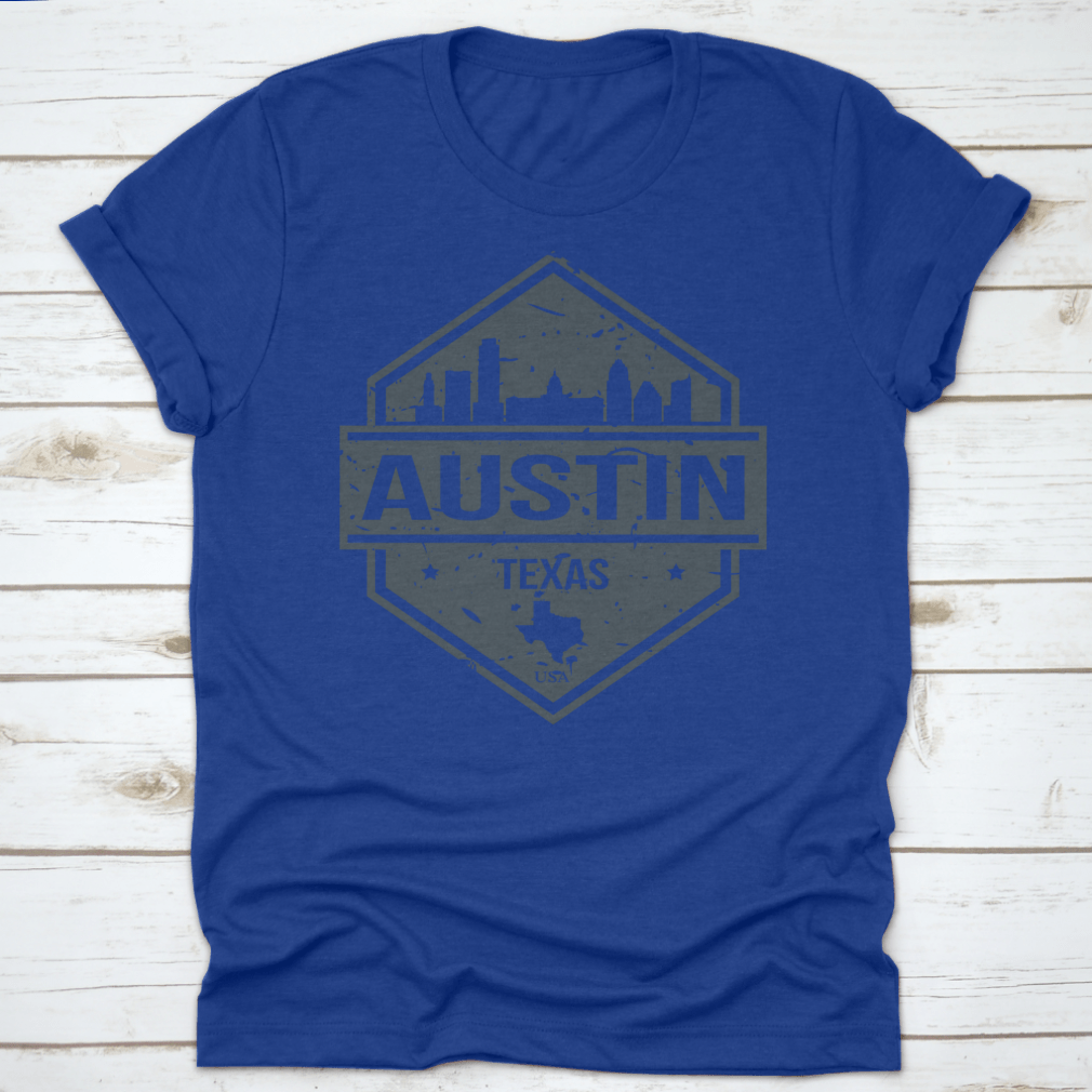 Austin Texas USA Travel Stamp Icon Skyline design featuring iconic city landmarks in a stylish seal vector format.