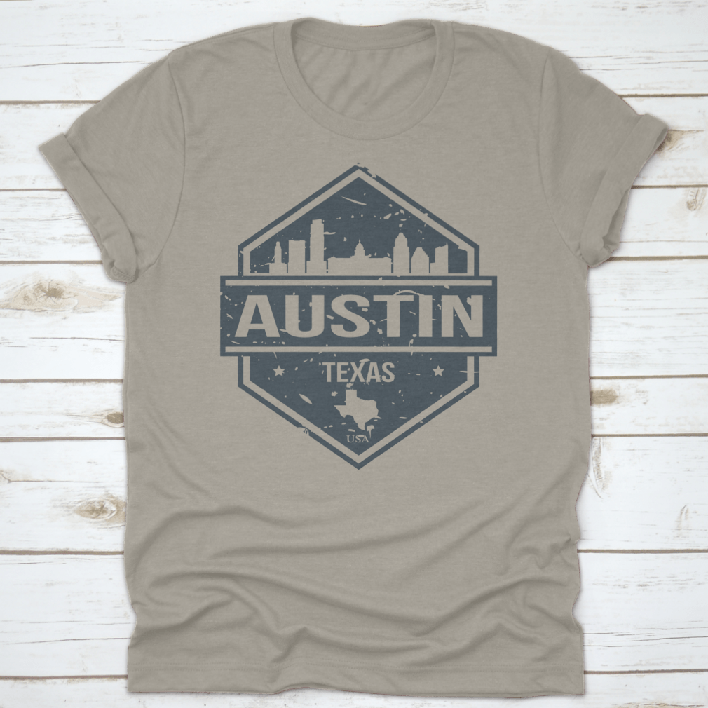 Austin Texas USA Travel Stamp Icon Skyline design featuring iconic city landmarks in a stylish seal vector format.