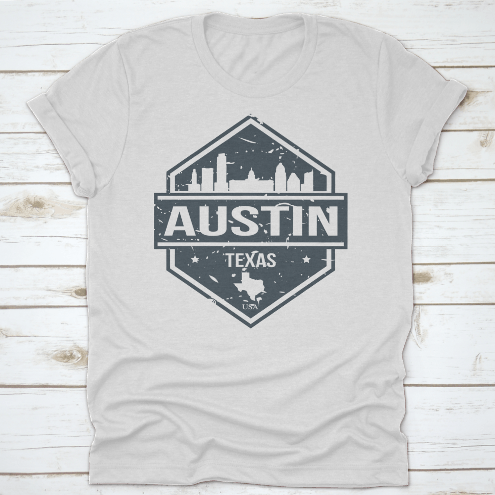 Austin Texas USA Travel Stamp Icon Skyline design featuring iconic city landmarks in a stylish seal vector format.