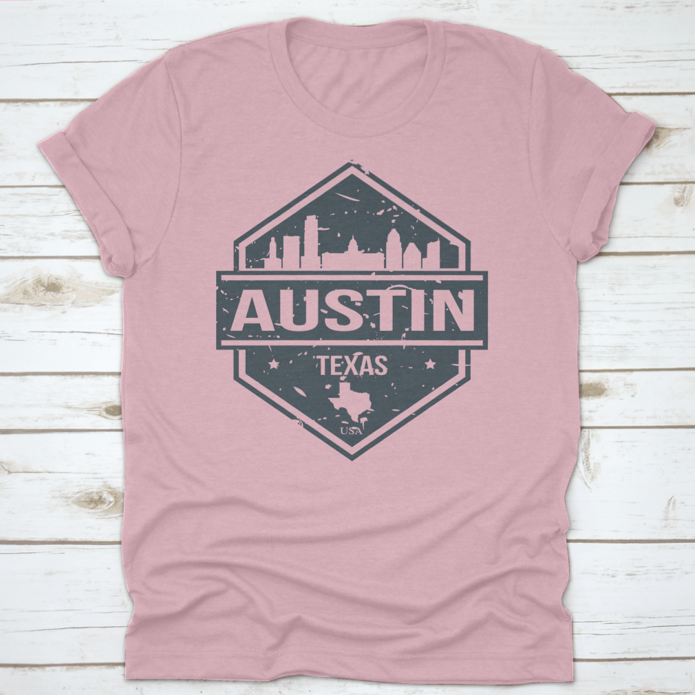 Austin Texas USA Travel Stamp Icon Skyline design featuring iconic city landmarks in a stylish seal vector format.