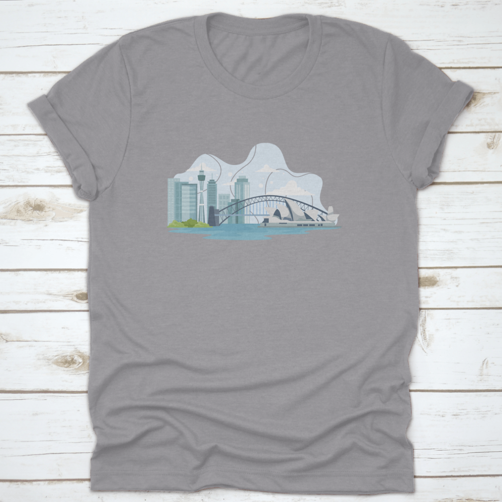 A stylish t-shirt featuring the Australia skyline and landmarks, made from 100% cotton for comfort and durability.