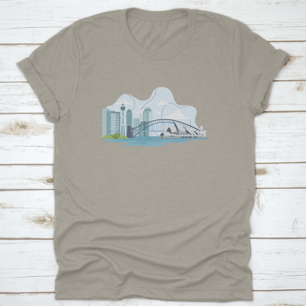A stylish t-shirt featuring the Australia skyline and landmarks, made from 100% cotton for comfort and durability.