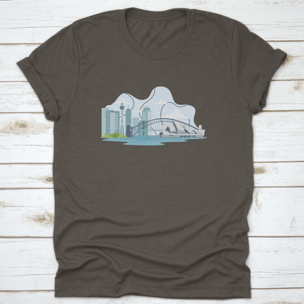 A stylish t-shirt featuring the Australia skyline and landmarks, made from 100% cotton for comfort and durability.