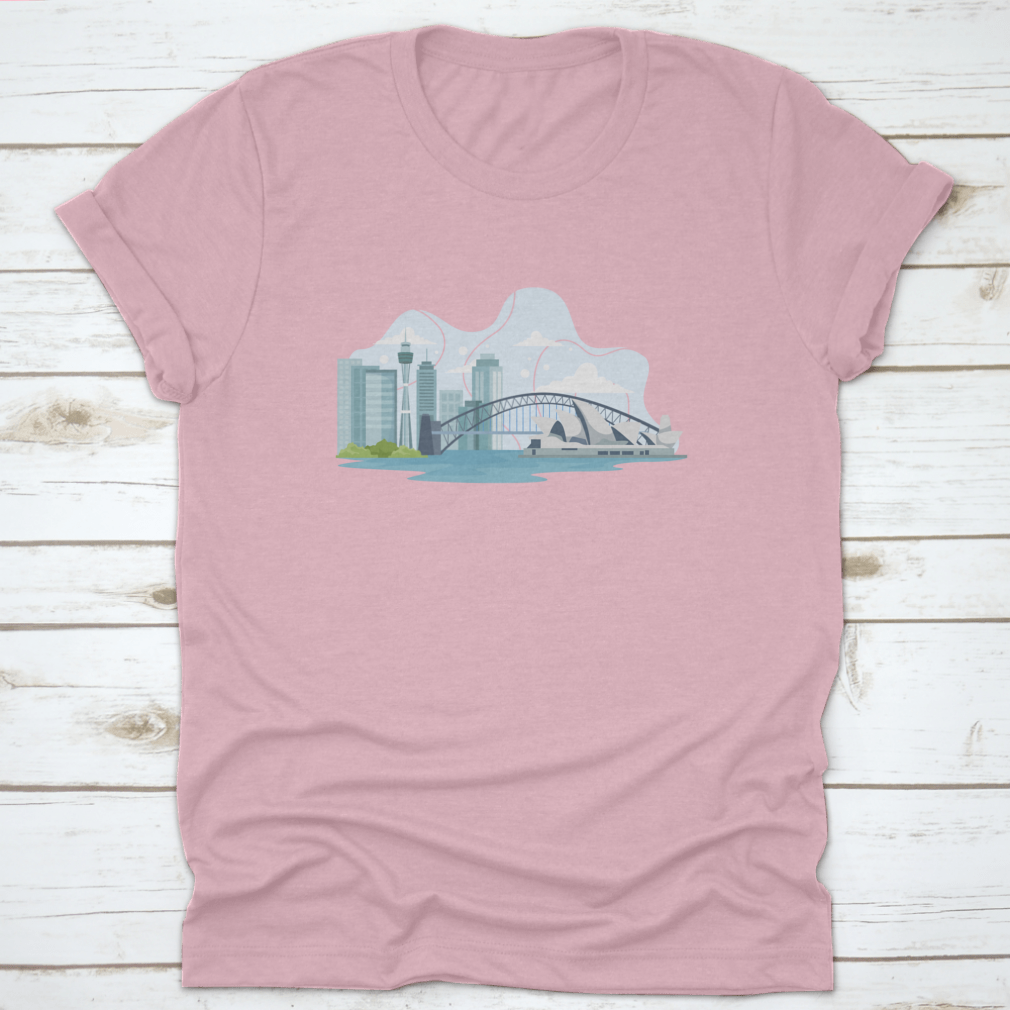 A stylish t-shirt featuring the Australia skyline and landmarks, made from 100% cotton for comfort and durability.