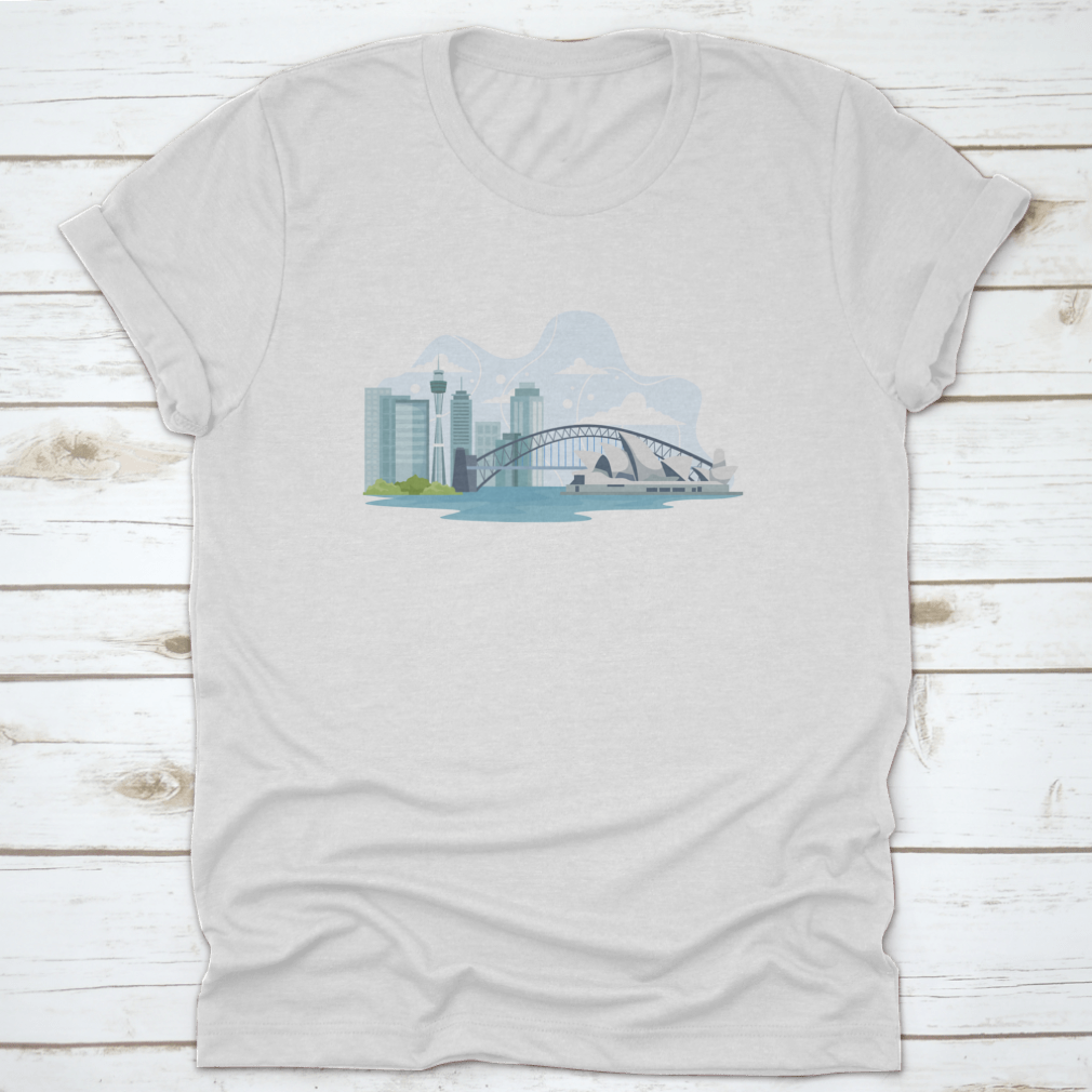 A stylish t-shirt featuring the Australia skyline and landmarks, made from 100% cotton for comfort and durability.