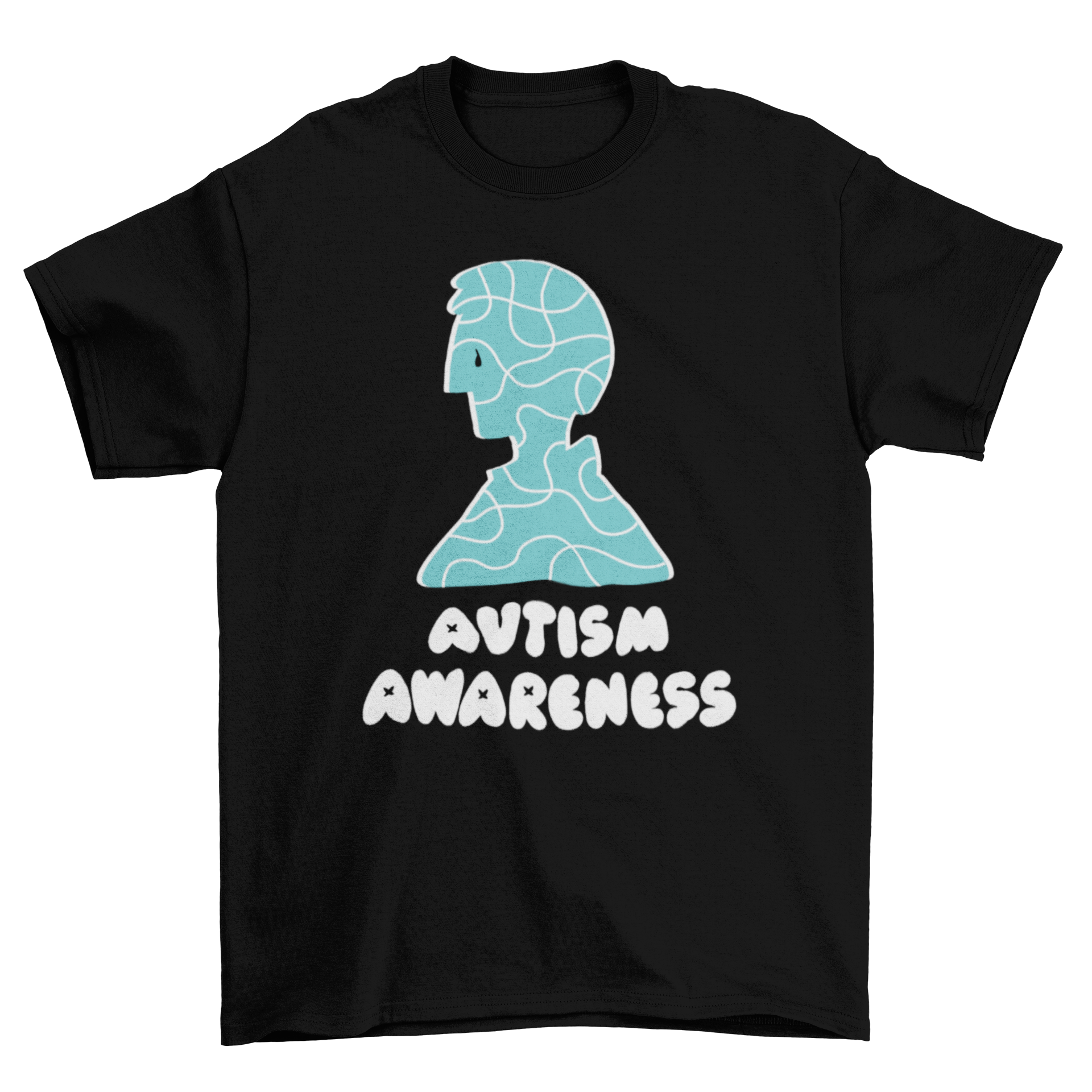 Autism Awareness Support T-shirt featuring a colorful man silhouette and the quote 'AUTISM AWARENESS'.