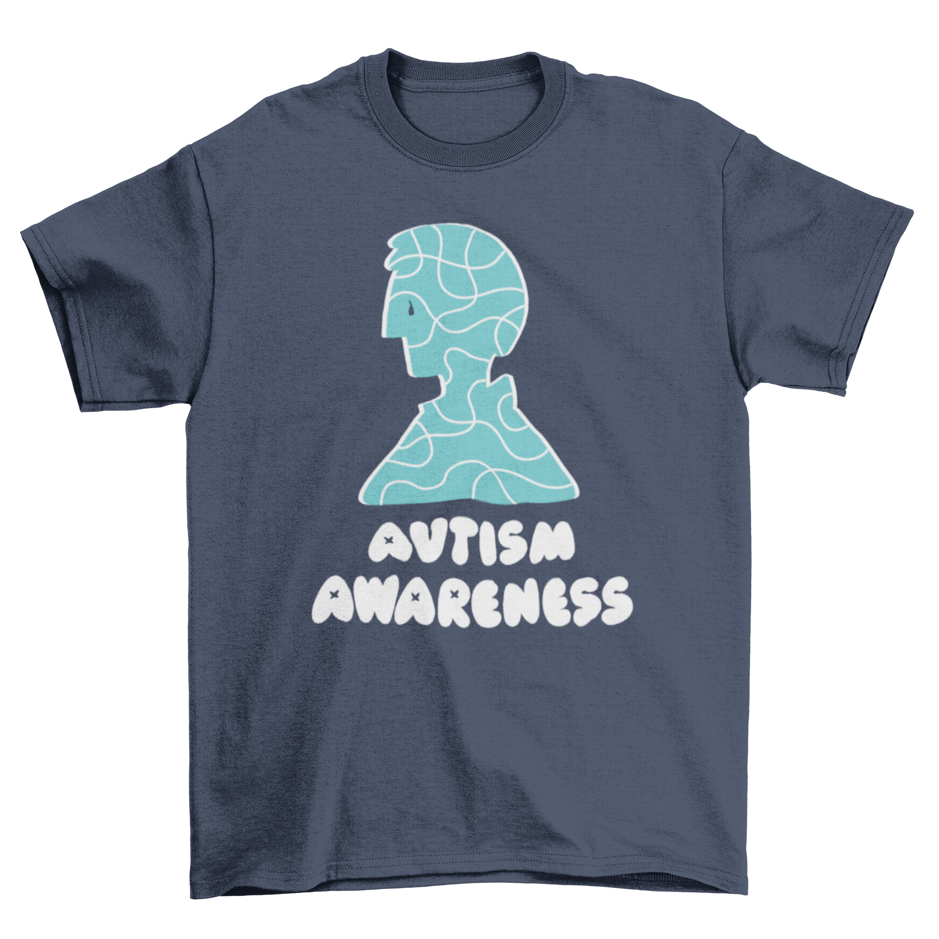 Autism Awareness Support T-shirt featuring a colorful man silhouette and the quote 'AUTISM AWARENESS'.