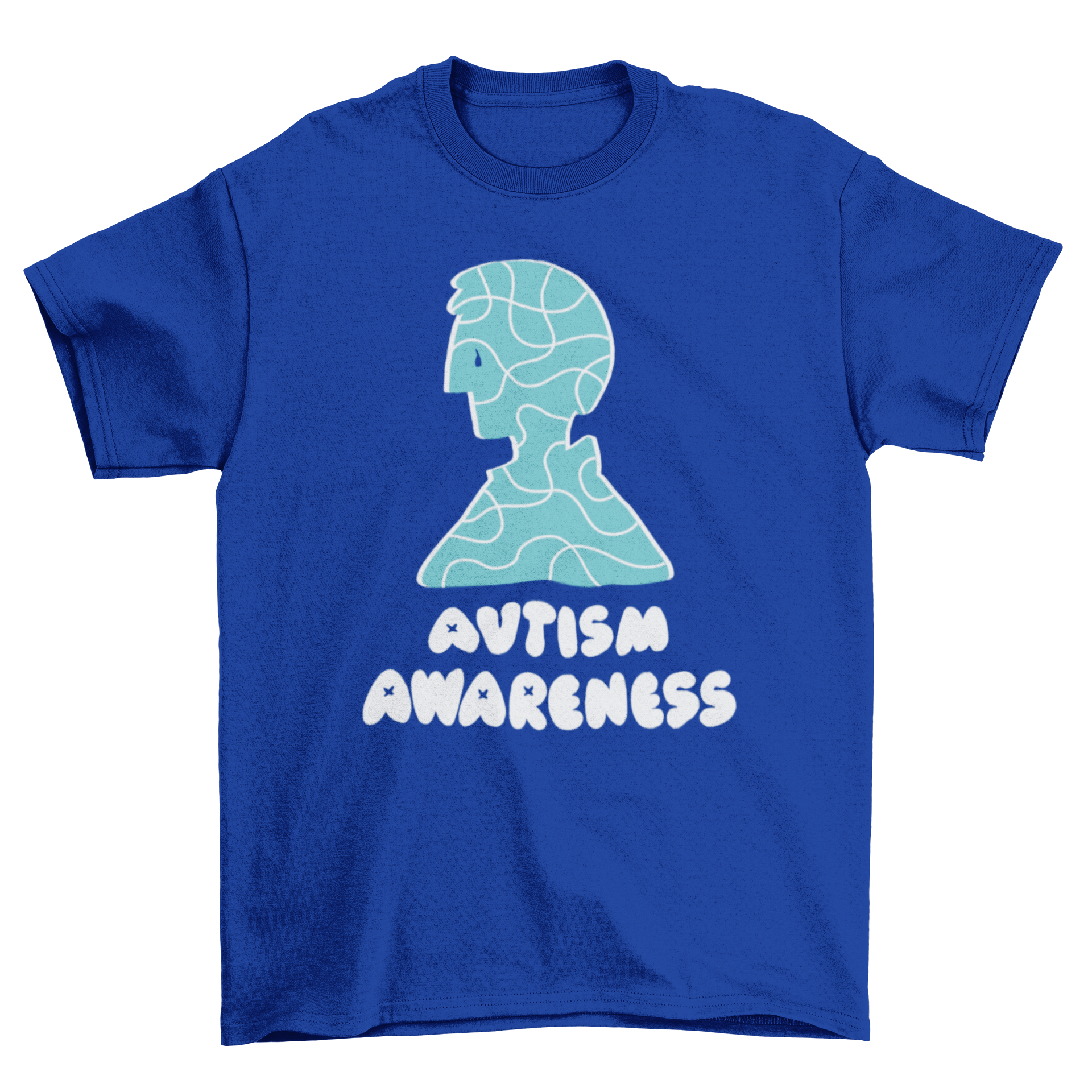 Autism Awareness Support T-shirt featuring a colorful man silhouette and the quote 'AUTISM AWARENESS'.