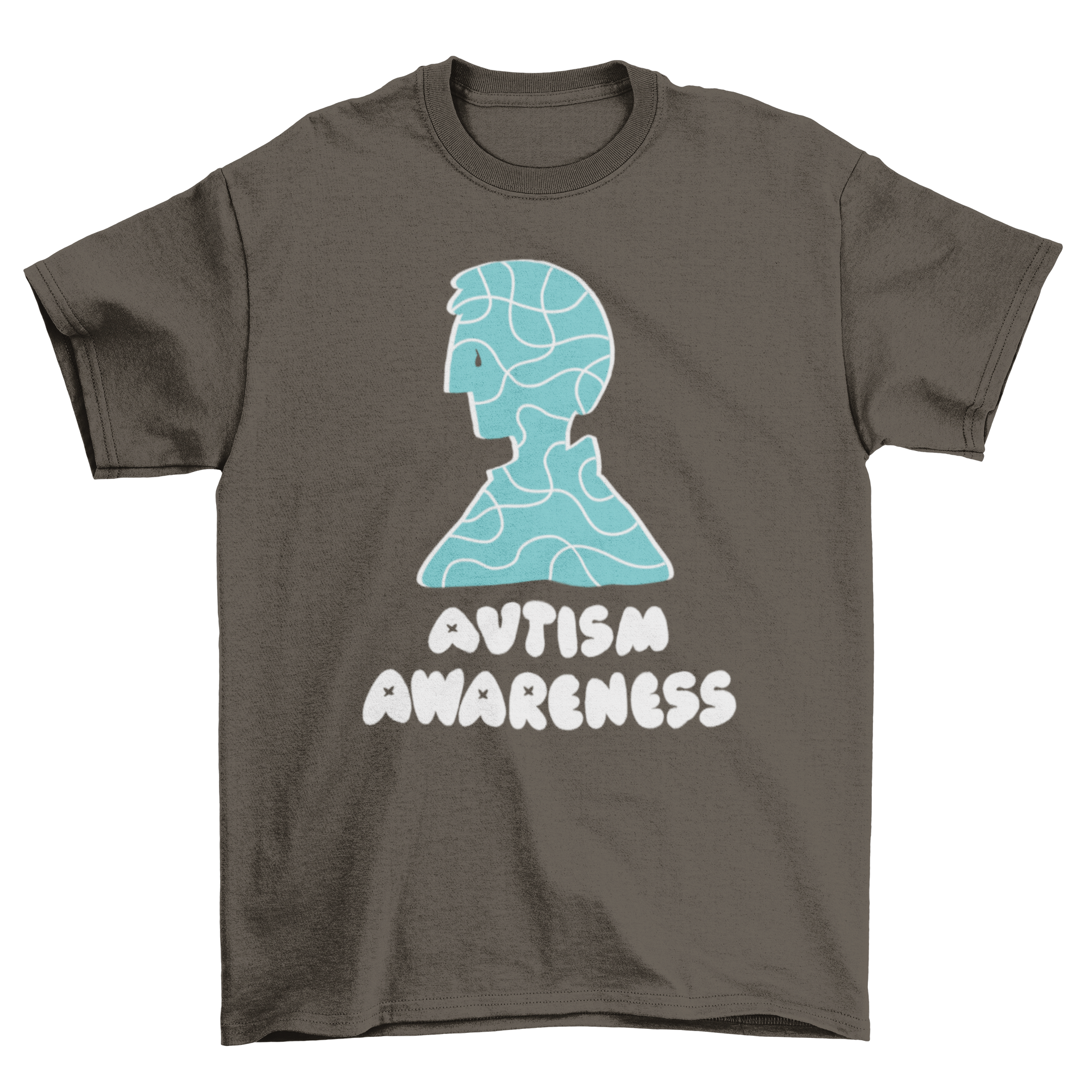 Autism Awareness Support T-shirt featuring a colorful man silhouette and the quote 'AUTISM AWARENESS'.