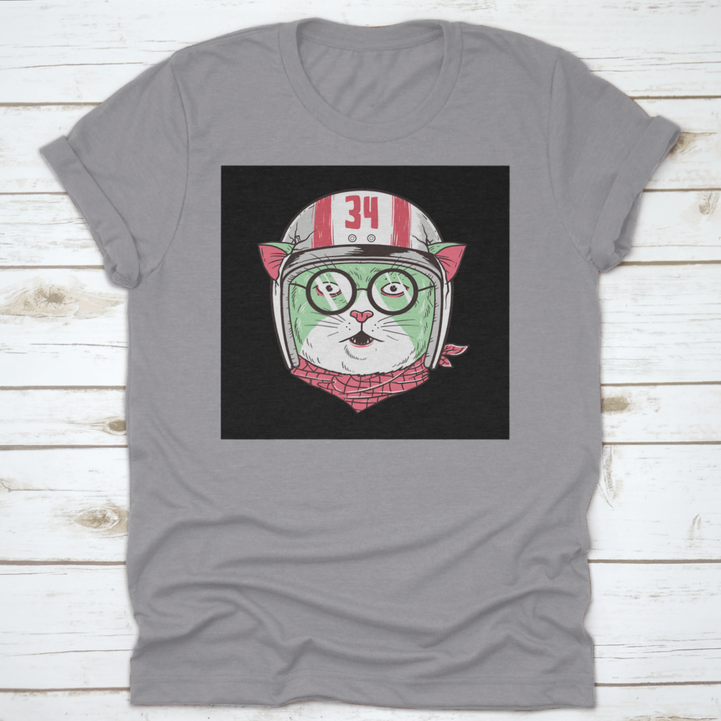A cute T-shirt featuring an aviator cat design, showcasing a playful and stylish look for cat lovers.