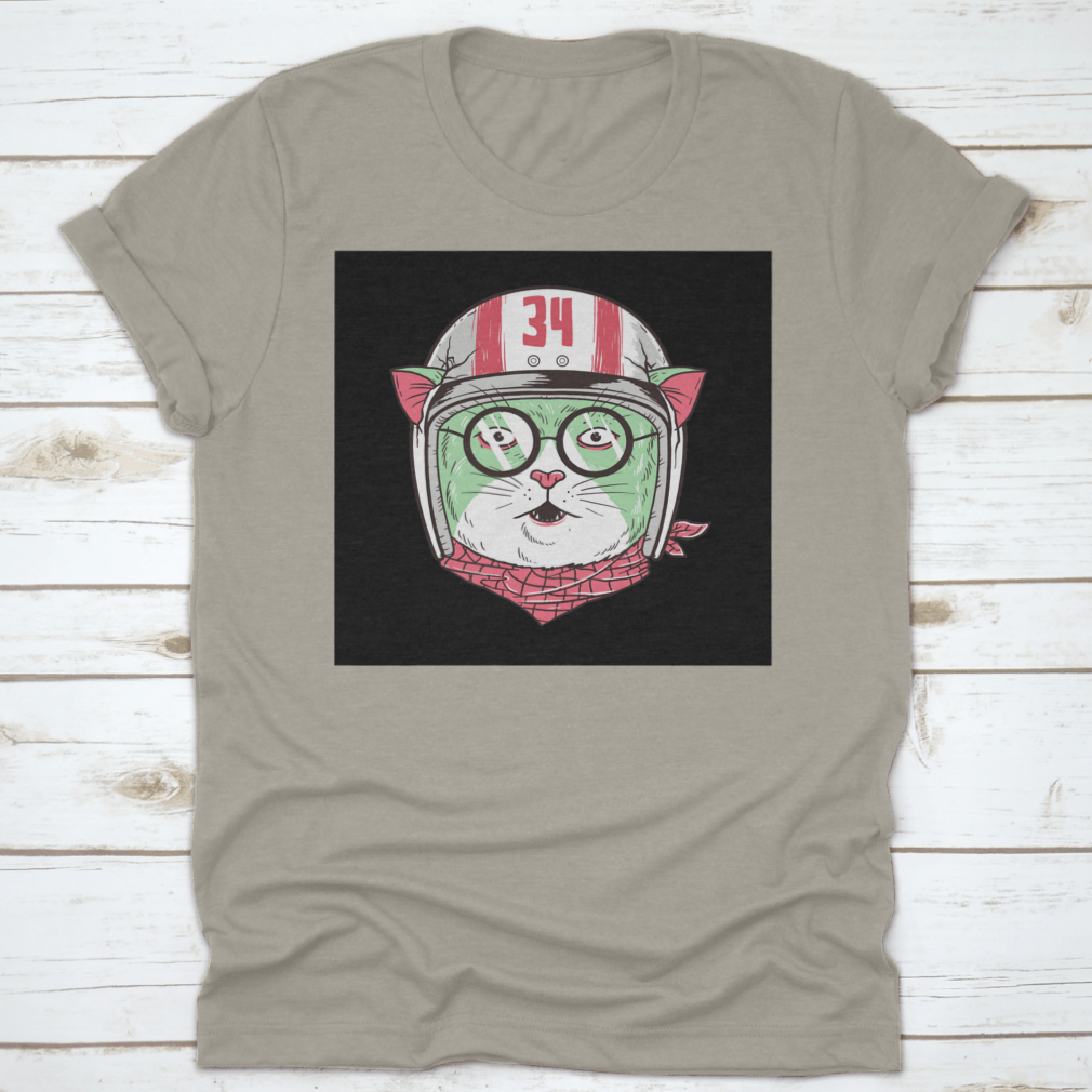 A cute T-shirt featuring an aviator cat design, showcasing a playful and stylish look for cat lovers.