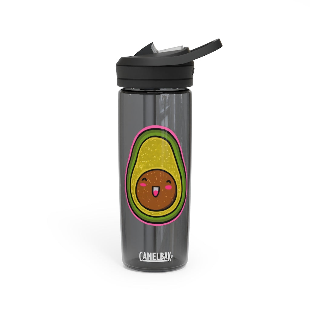 Avocado CamelBak Eddy® Water Bottle in 20oz and 25oz sizes, showcasing its durable design and spill-proof biting valve.