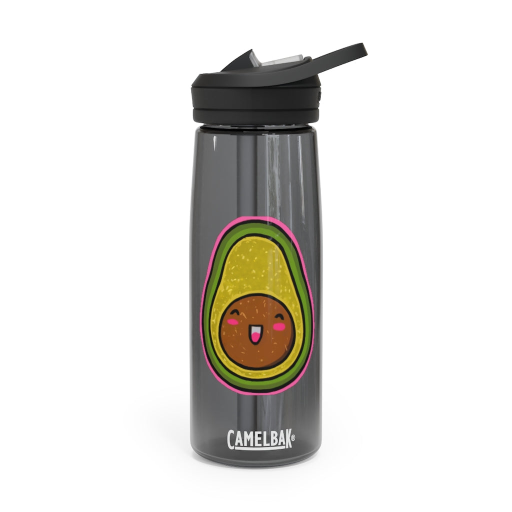 Avocado CamelBak Eddy® Water Bottle in 20oz and 25oz sizes, showcasing its durable design and spill-proof biting valve.