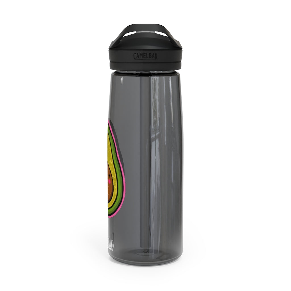 Avocado CamelBak Eddy® Water Bottle in 20oz and 25oz sizes, showcasing its durable design and spill-proof biting valve.
