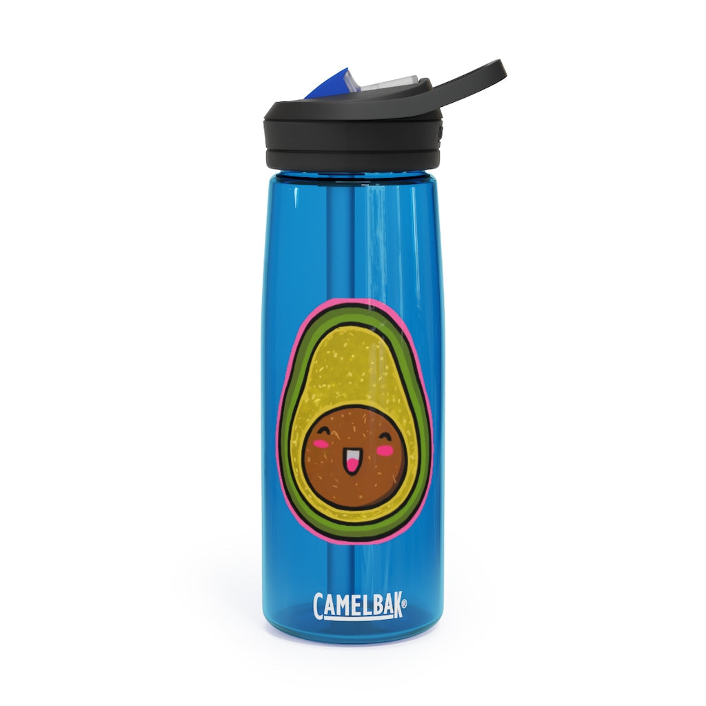 Avocado CamelBak Eddy® Water Bottle in 20oz and 25oz sizes, showcasing its durable design and spill-proof biting valve.