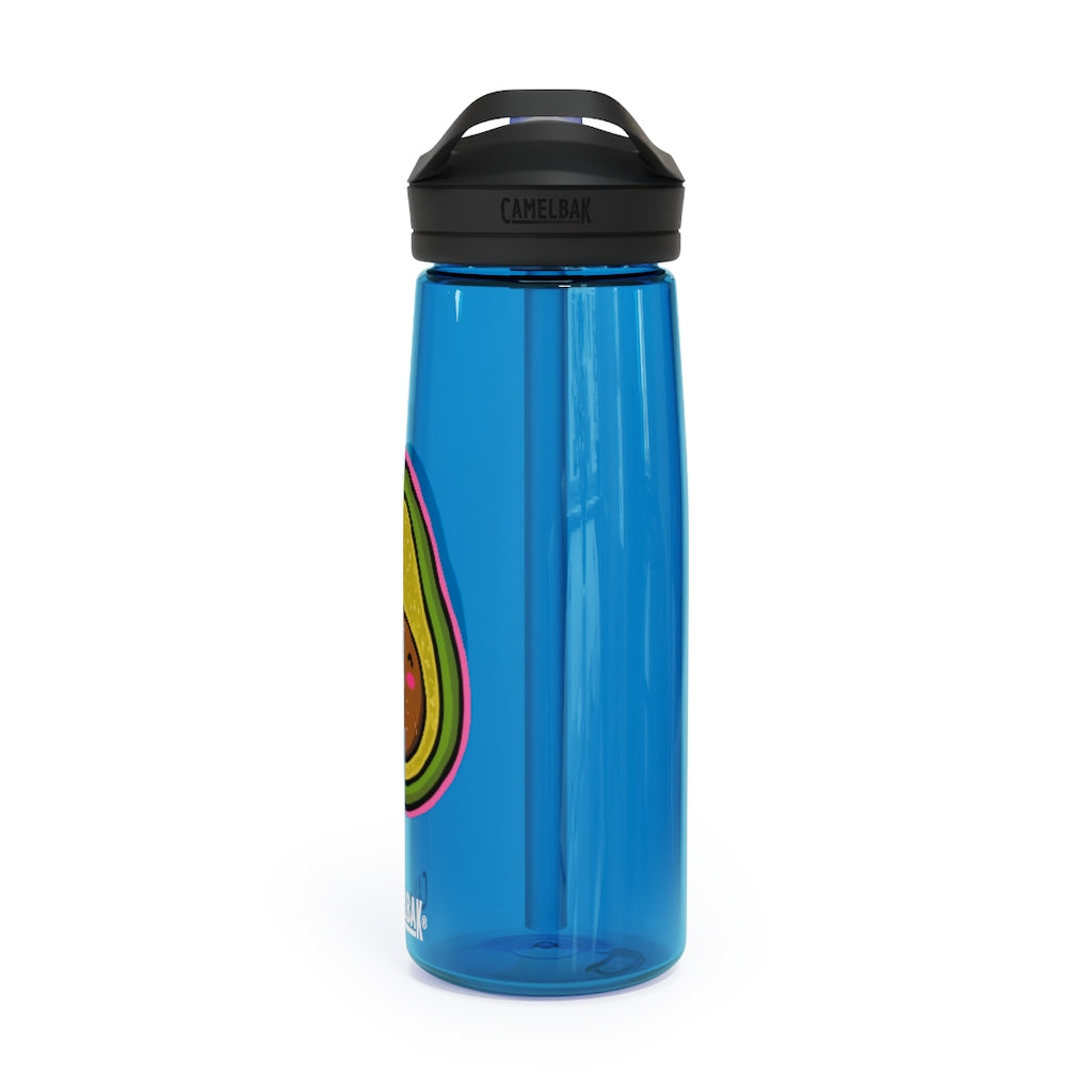 Avocado CamelBak Eddy® Water Bottle in 20oz and 25oz sizes, showcasing its durable design and spill-proof biting valve.