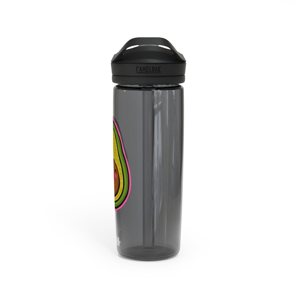 Avocado CamelBak Eddy® Water Bottle in 20oz and 25oz sizes, showcasing its durable design and spill-proof biting valve.