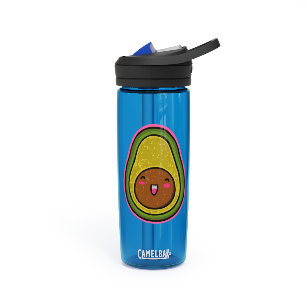 Avocado CamelBak Eddy® Water Bottle in 20oz and 25oz sizes, showcasing its durable design and spill-proof biting valve.