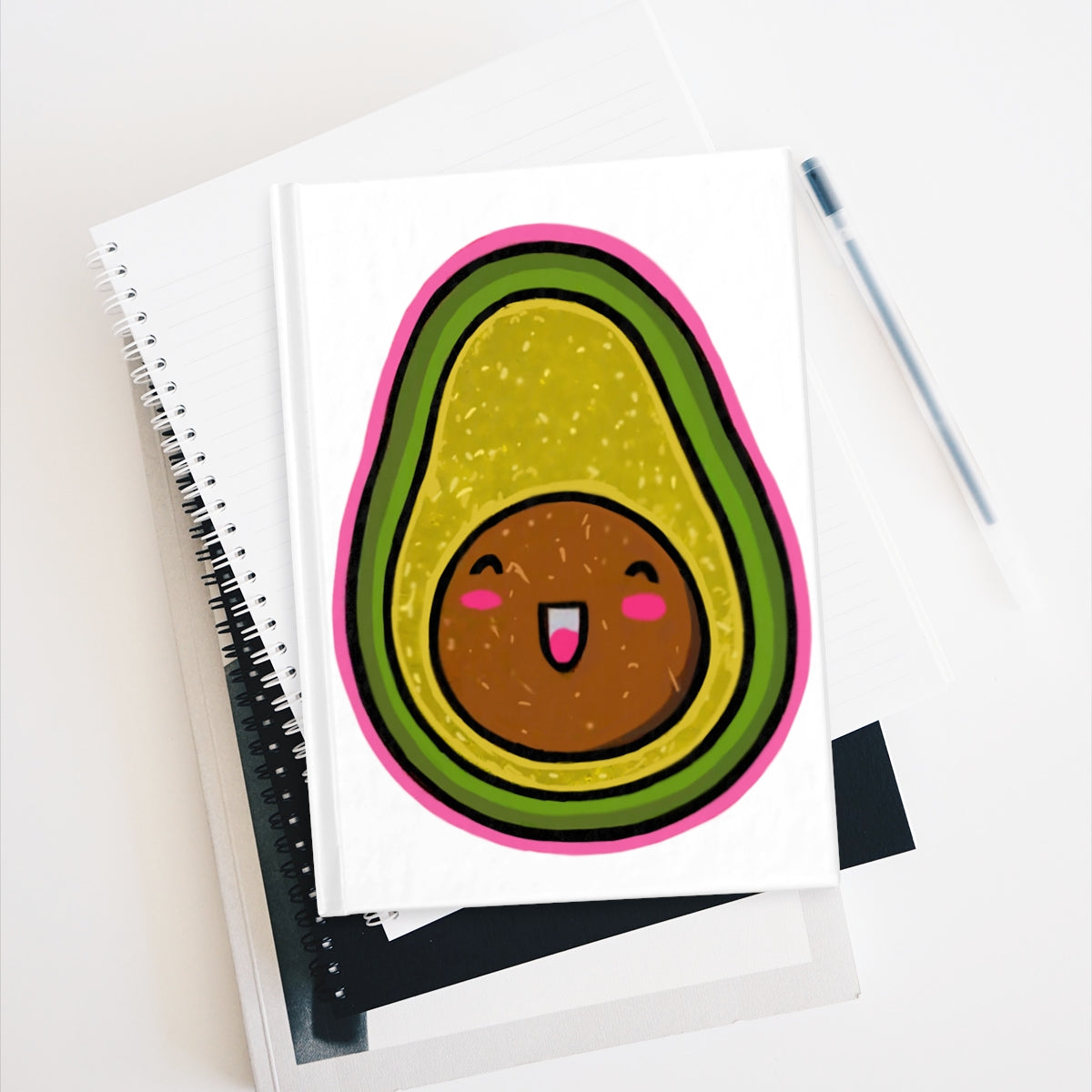 Avocado Journal with ruled line pages, featuring a durable hardcover and full wraparound print design.