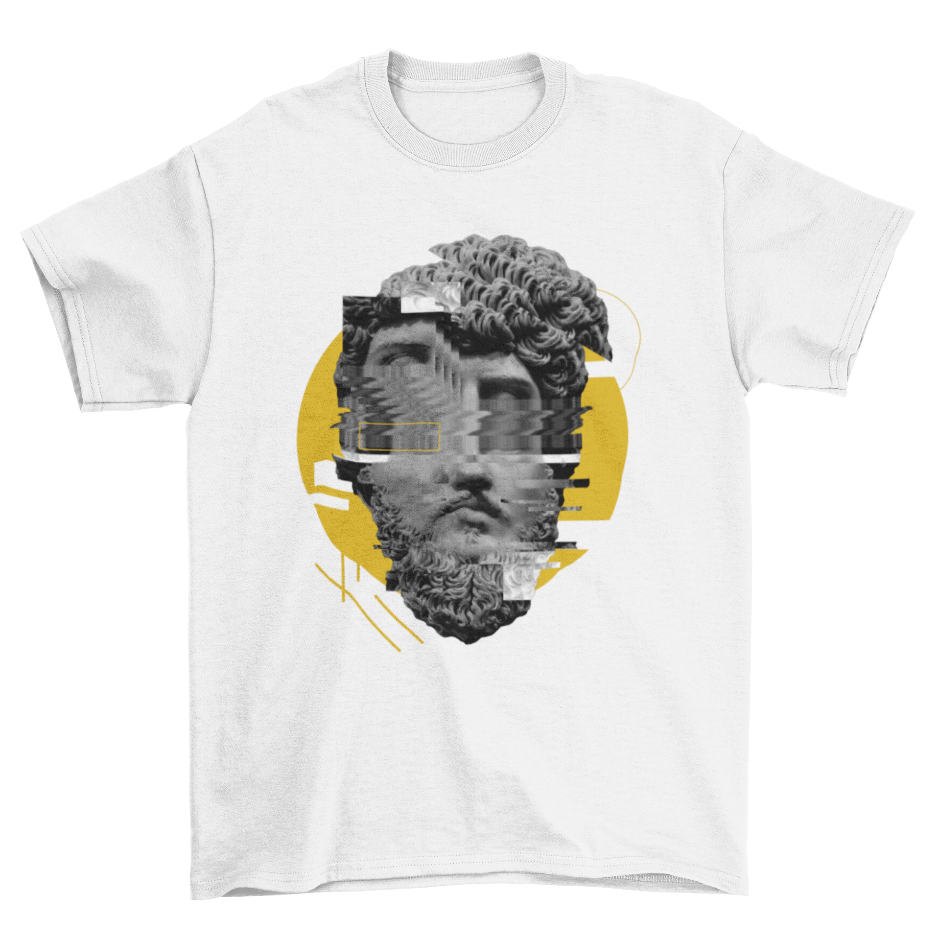 Awesome Fashion Head Sculpture T-shirt featuring a glitch vaporwave style head sculpture design.