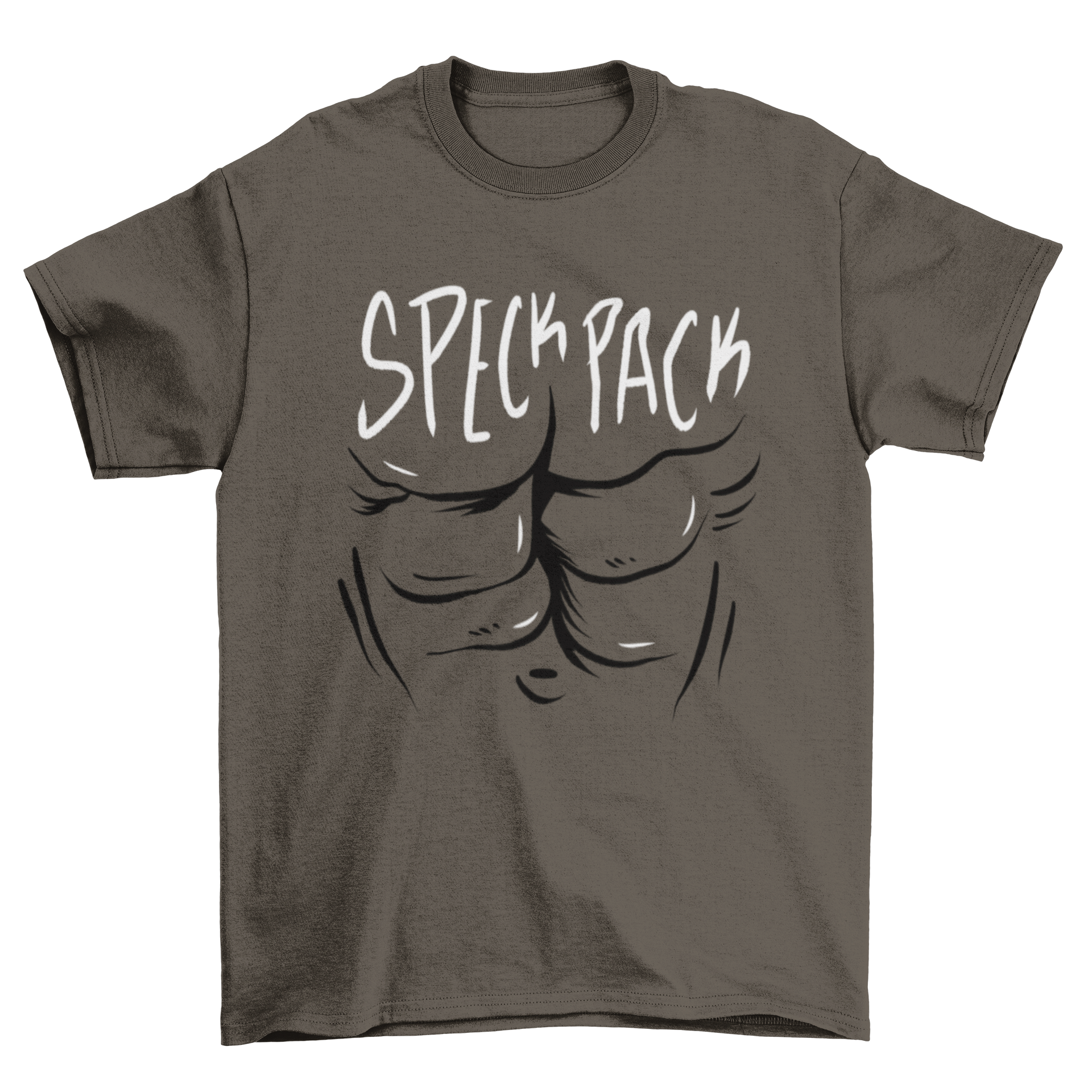 Awesome Fashion Six Pack Body Abs T-shirt featuring a six-pack design and the quote 'Speck pack' in a stylish layout.