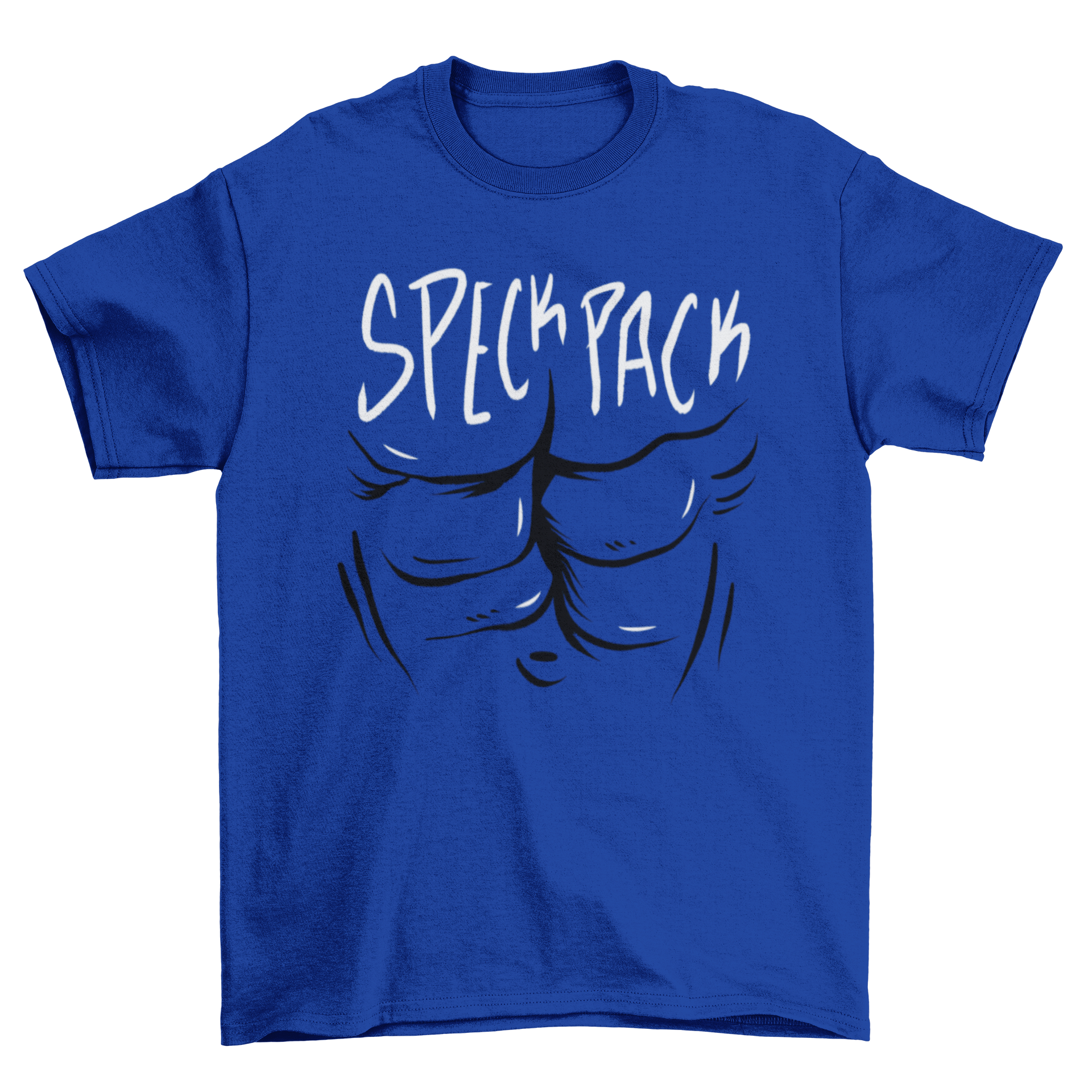 Awesome Fashion Six Pack Body Abs T-shirt featuring a six-pack design and the quote 'Speck pack' in a stylish layout.