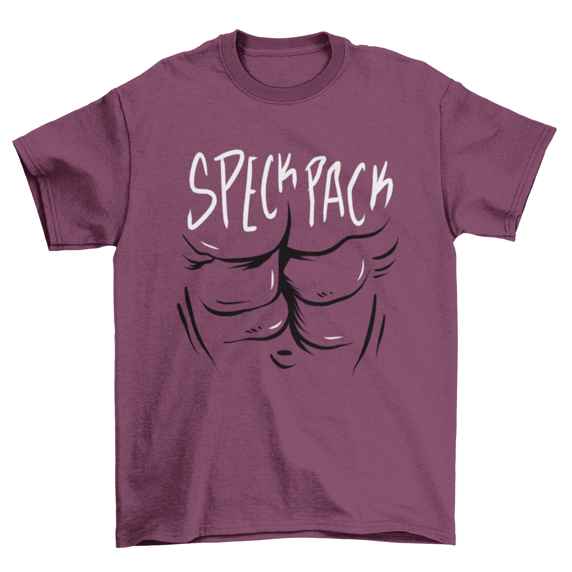 Awesome Fashion Six Pack Body Abs T-shirt featuring a six-pack design and the quote 'Speck pack' in a stylish layout.