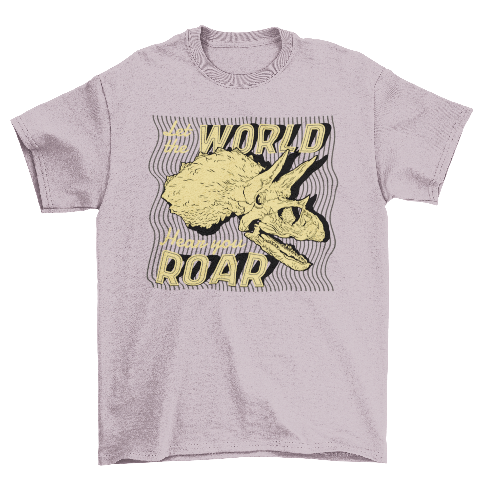 Awesome fossil quote t-shirt featuring a dinosaur fossil design and the quote 'Let the world hear you roar'.