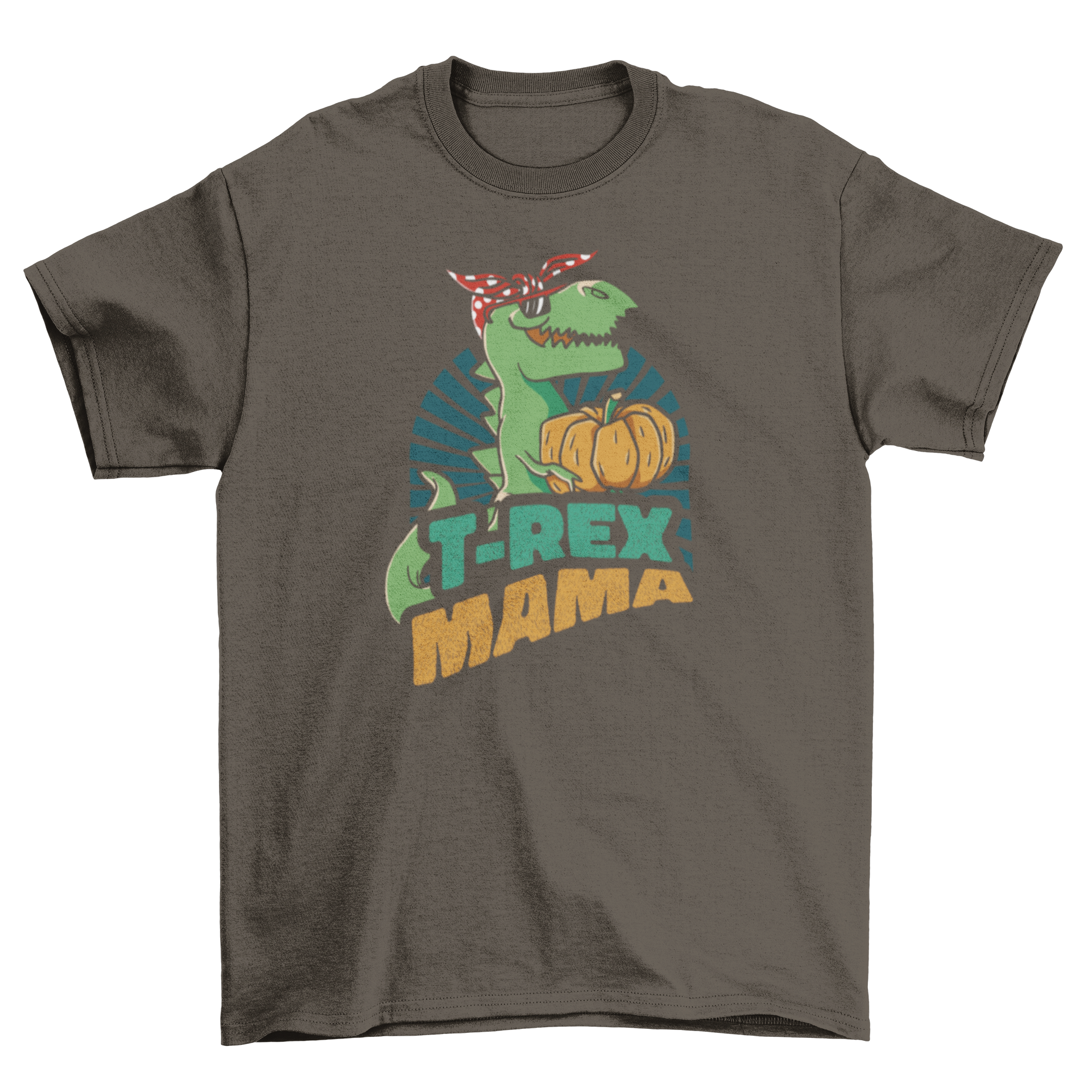 Awesome T-Rex Mama T-Shirt featuring a T-Rex with a red bandana and the quote 'T-Rex Mama'.