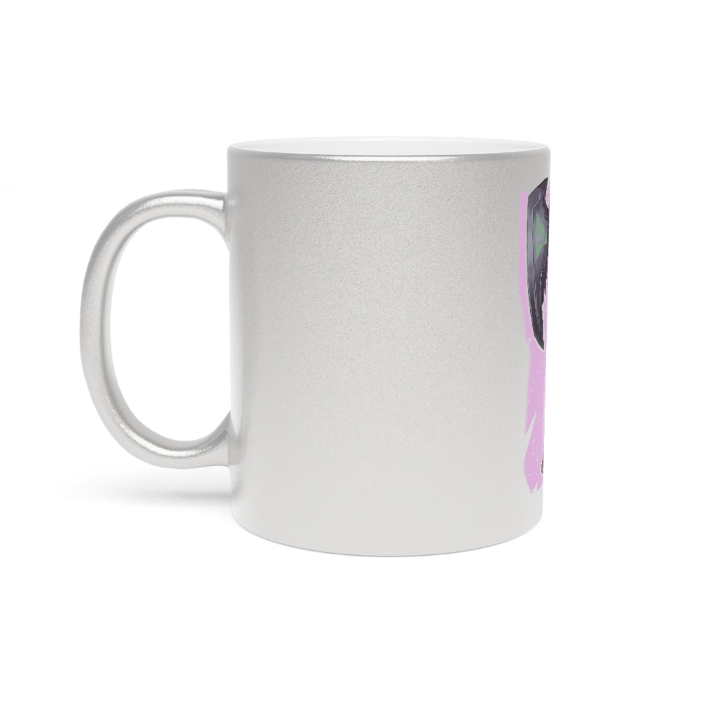 Axe Metallic Mug in Silver and Gold with personalized designs, showcasing a stylish ceramic finish and comfortable C-handle.