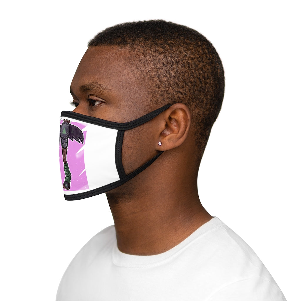 Axe Mixed-Fabric Face Mask featuring a black outer edge and earloops, made with polyester and cotton for comfort and style.
