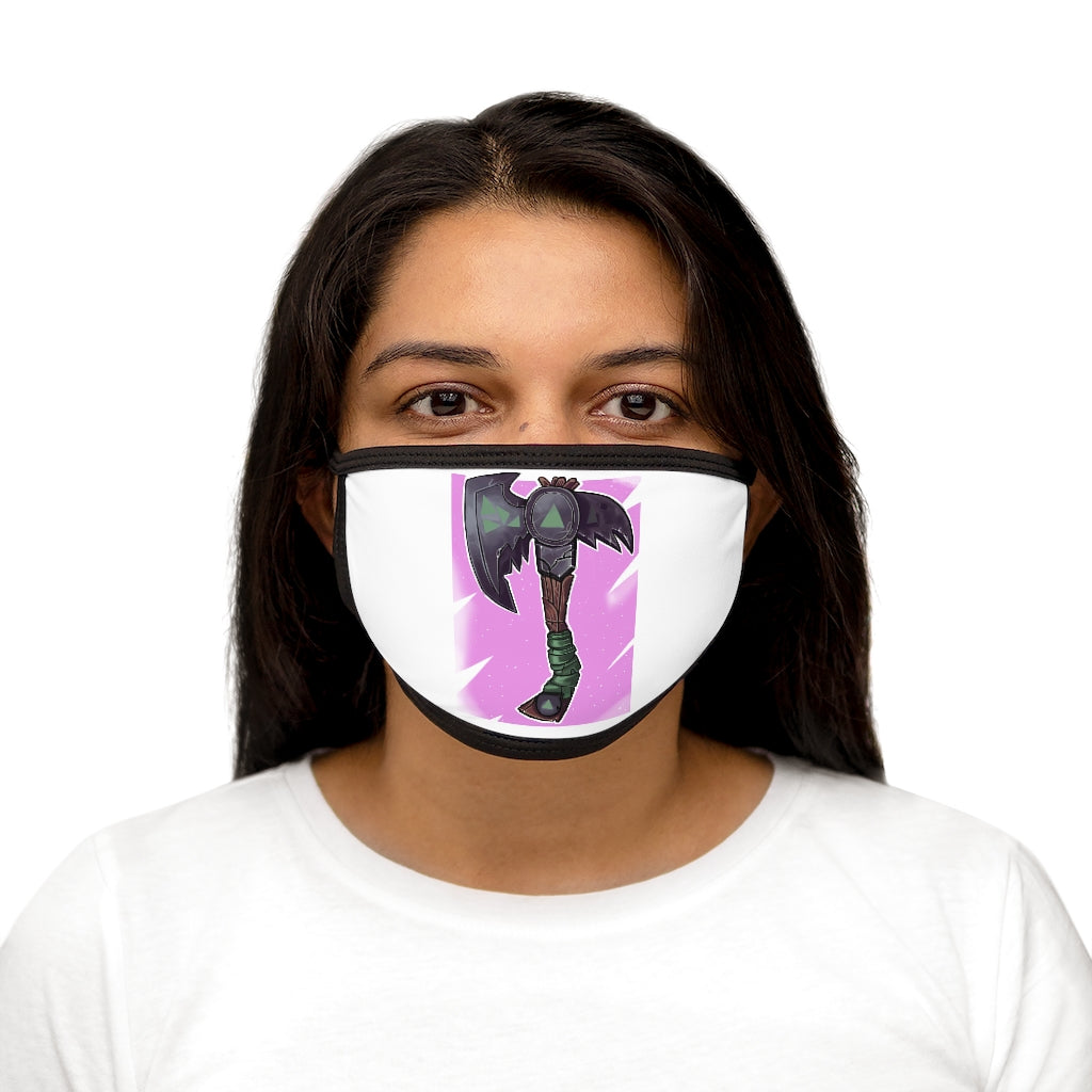 Axe Mixed-Fabric Face Mask featuring a black outer edge and earloops, made with polyester and cotton for comfort and style.