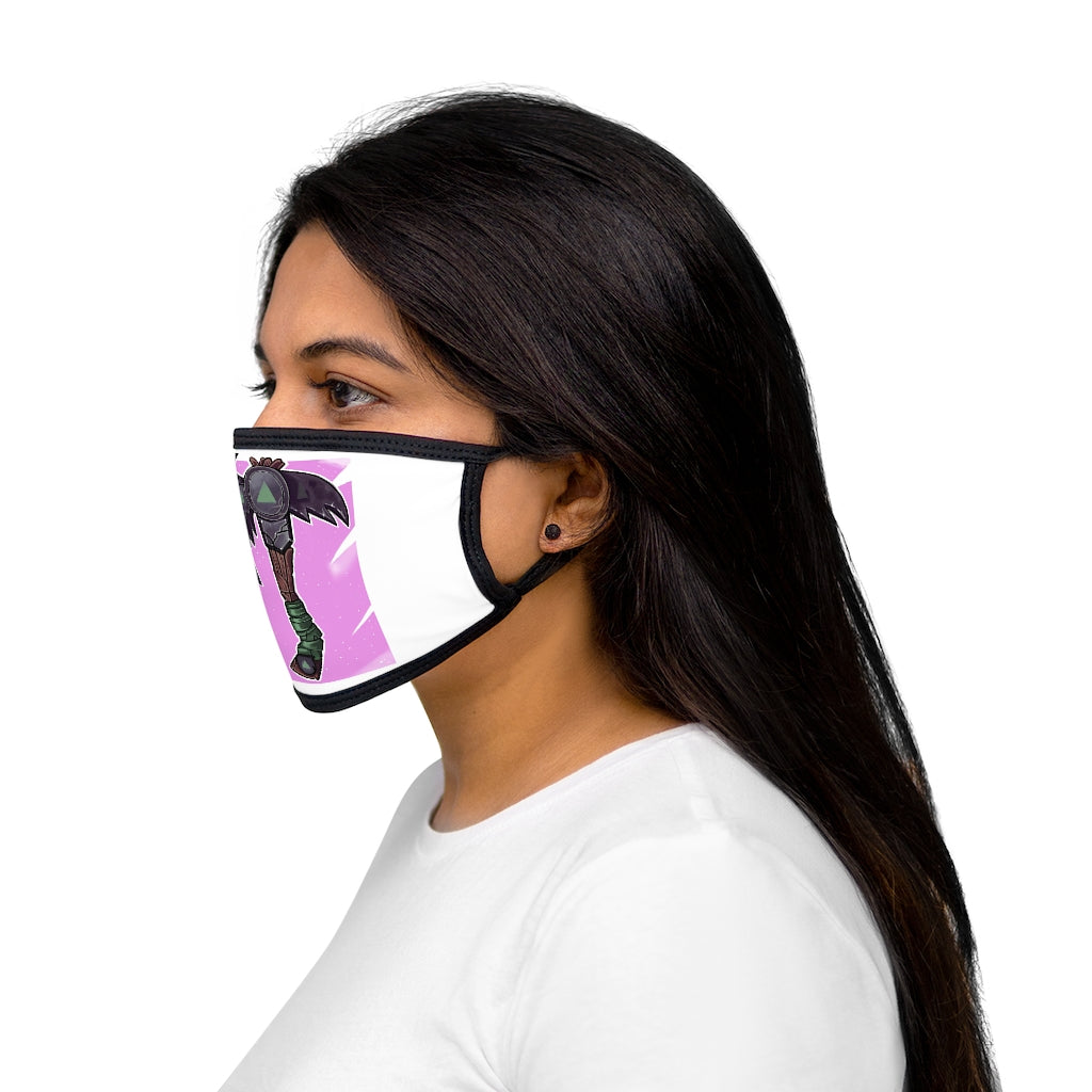 Axe Mixed-Fabric Face Mask featuring a black outer edge and earloops, made with polyester and cotton for comfort and style.