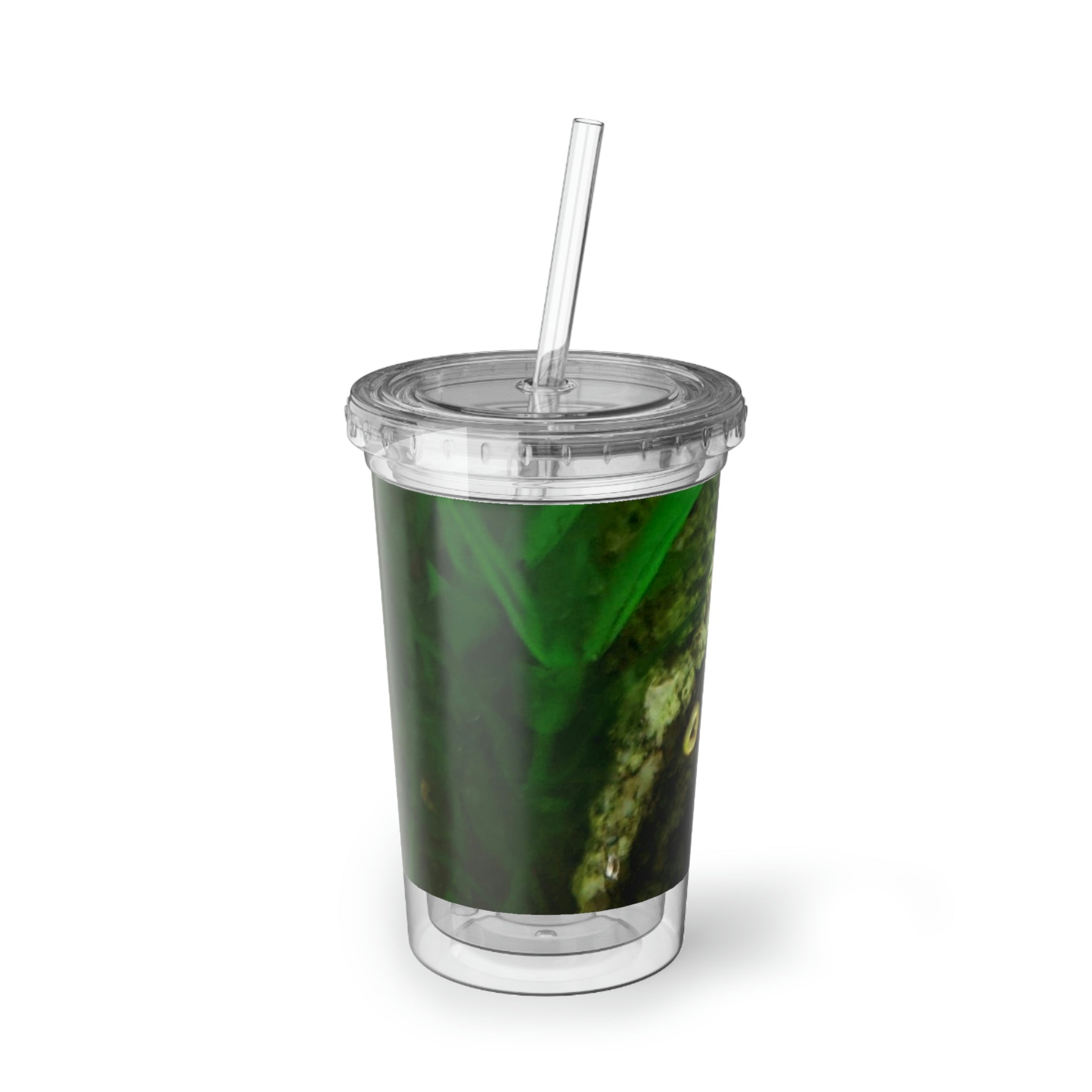 Axoltl Suave Acrylic Cup with vibrant artwork, double-wall insulation, and BPA-free lid and straw.