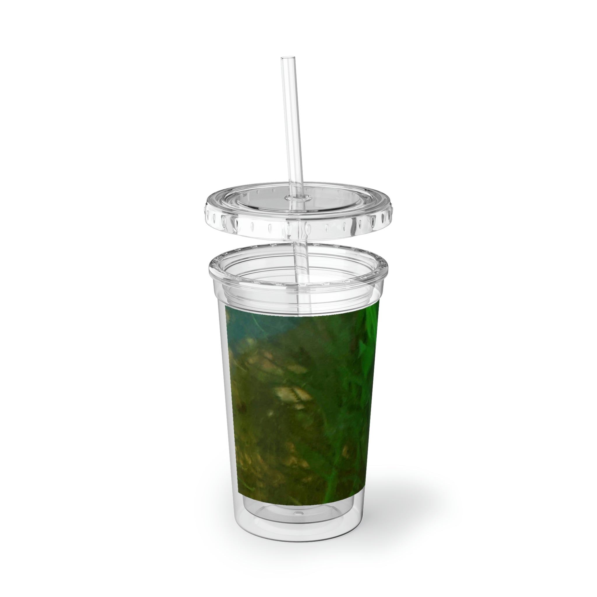 Axoltl Suave Acrylic Cup with vibrant artwork, double-wall insulation, and BPA-free lid and straw.