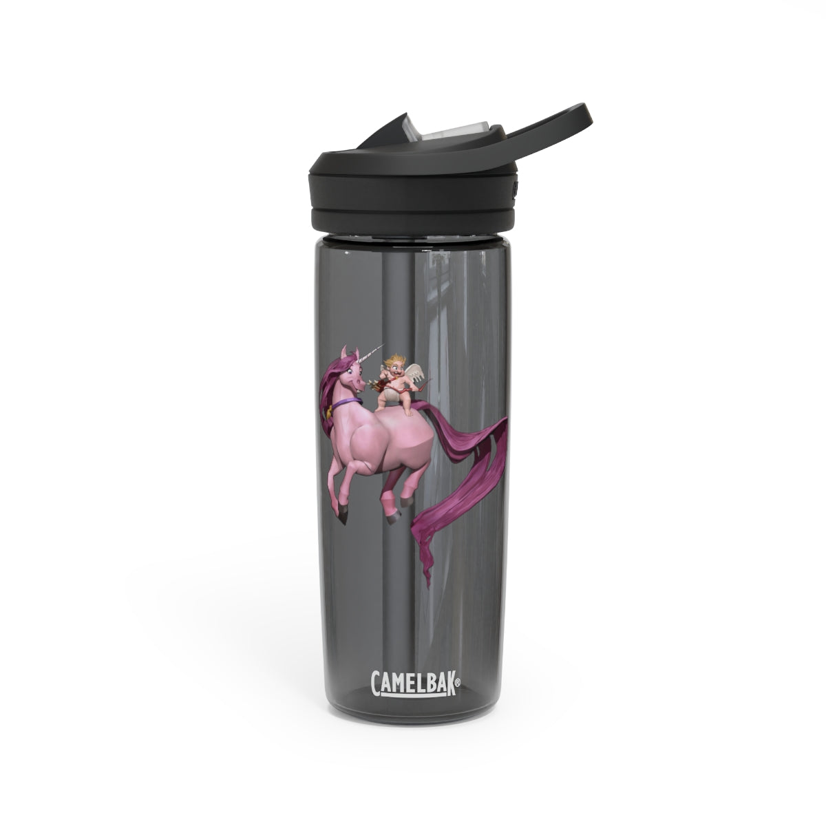 Baby Cupid and Horse CamelBak Eddy® Water Bottle in 20oz and 25oz sizes, featuring a fun design and spill-proof valve.