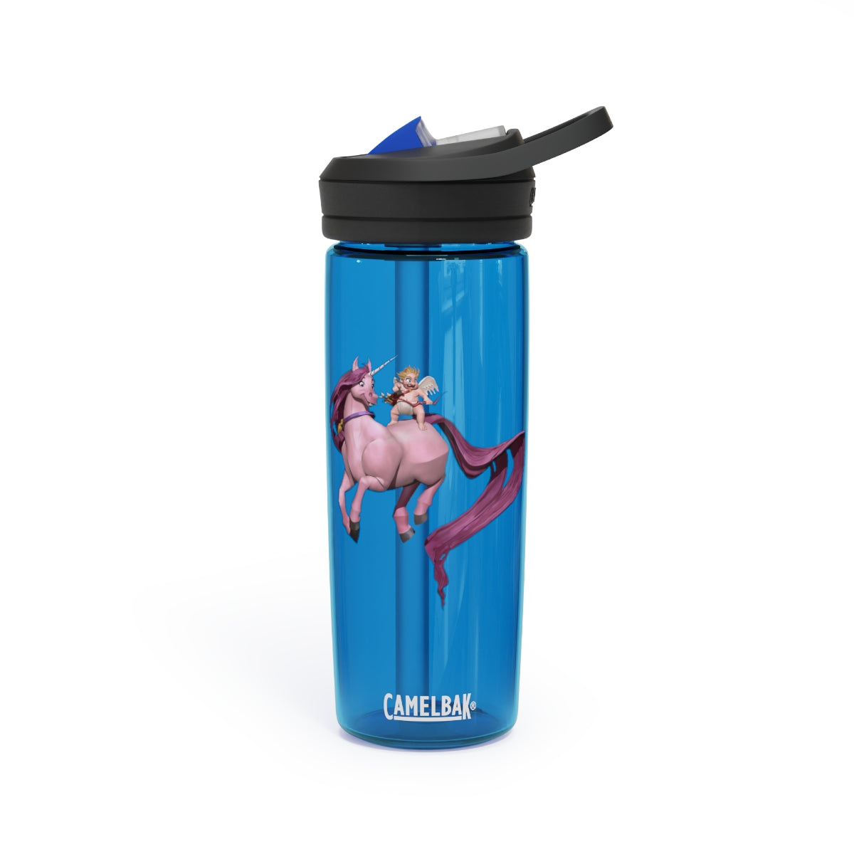 Baby Cupid and Horse CamelBak Eddy® Water Bottle in 20oz and 25oz sizes, featuring a fun design and spill-proof valve.