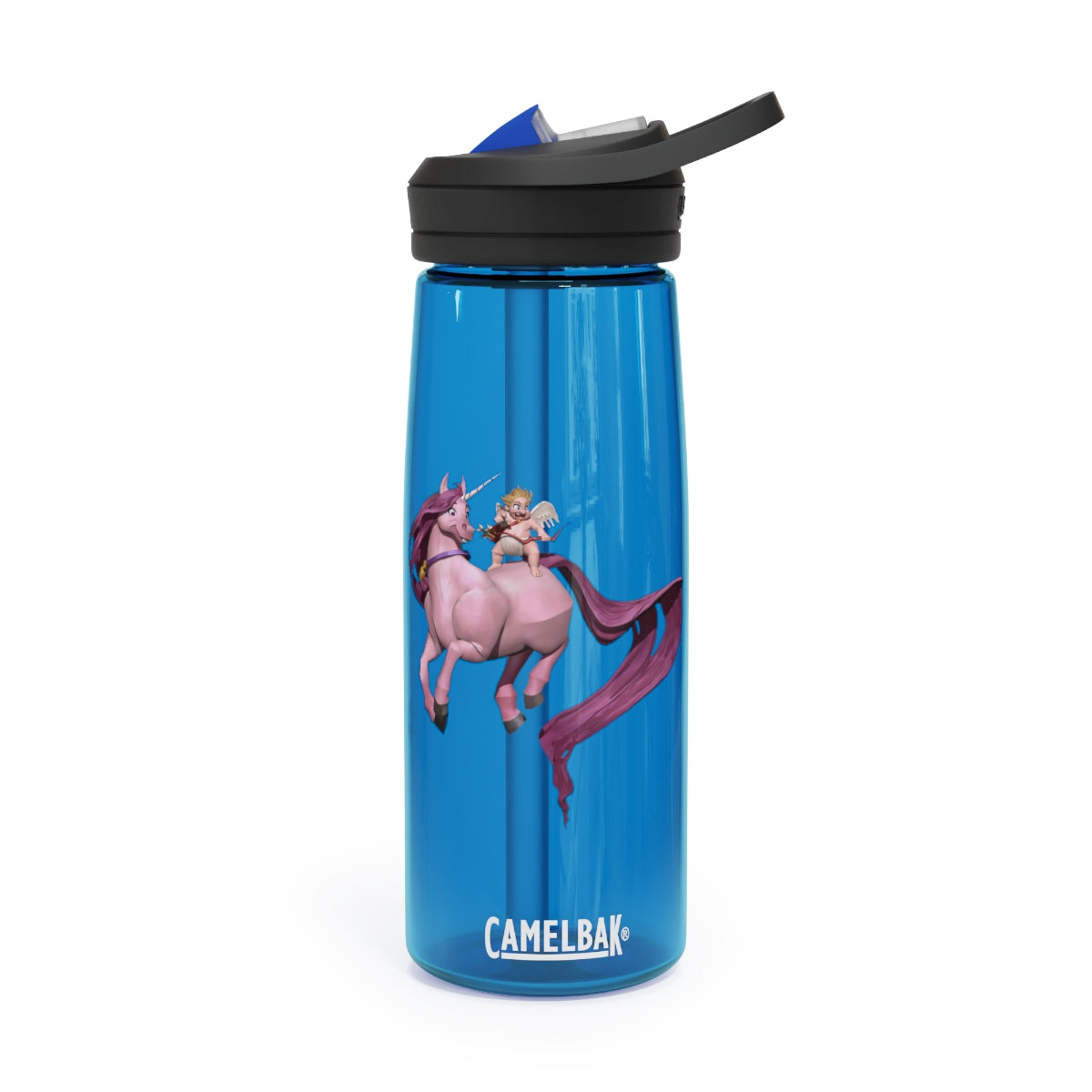 Baby Cupid and Horse CamelBak Eddy® Water Bottle in 20oz and 25oz sizes, featuring a fun design and spill-proof valve.