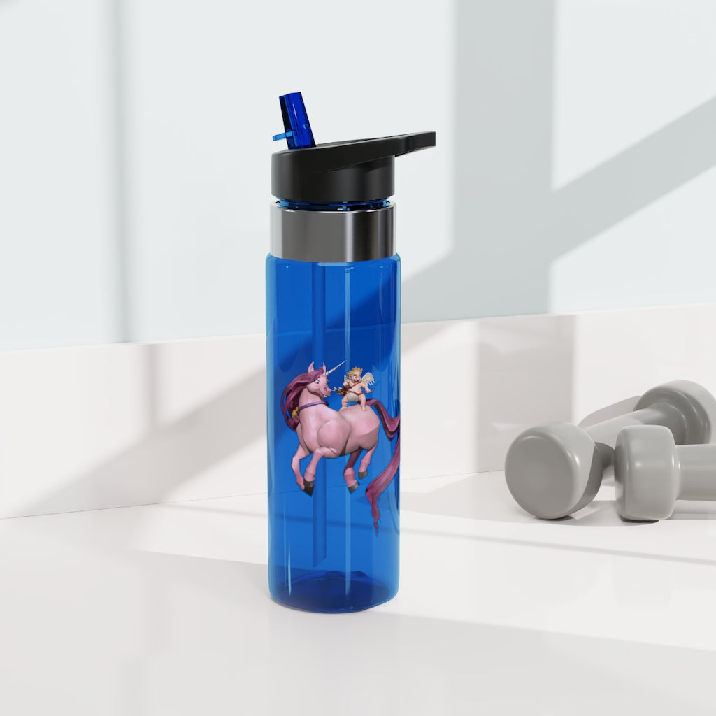 Baby Cupid and Horse Kensington Tritan™ Sport Bottle, 20oz, featuring a durable design with a carabiner hook and spill-resistant lid.