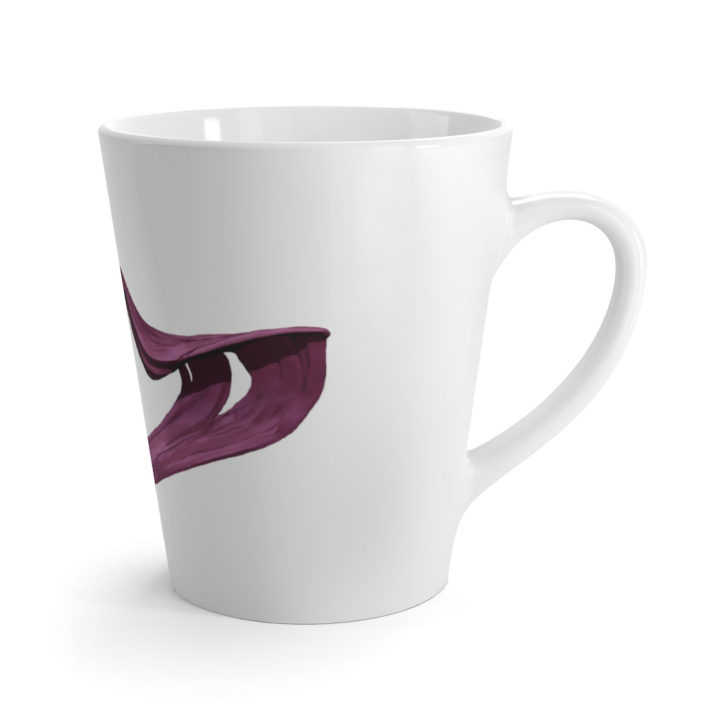 A stylish white ceramic latte mug featuring a Baby Cupid and Horse design, perfect for coffee lovers.