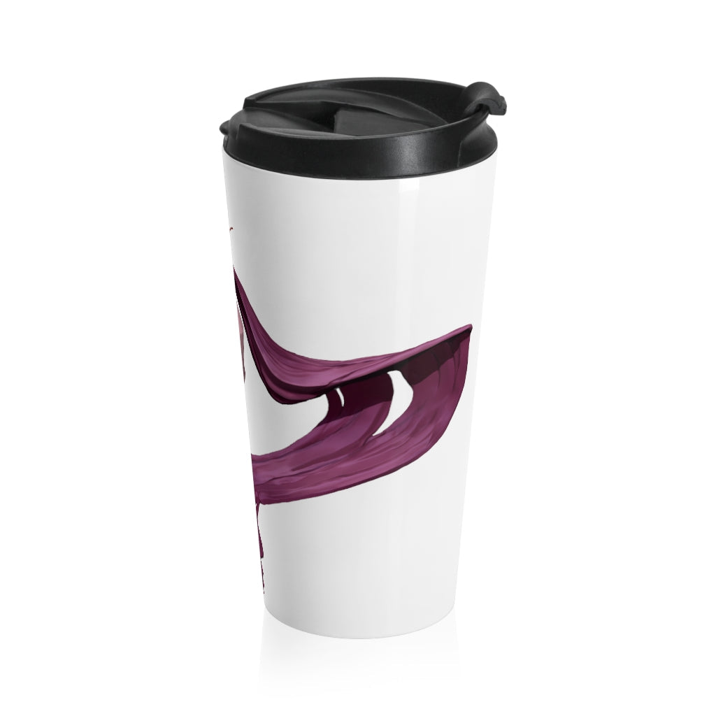 Baby Horse and Cupid Stainless Steel Travel Mug with black lid, showcasing a vibrant design.