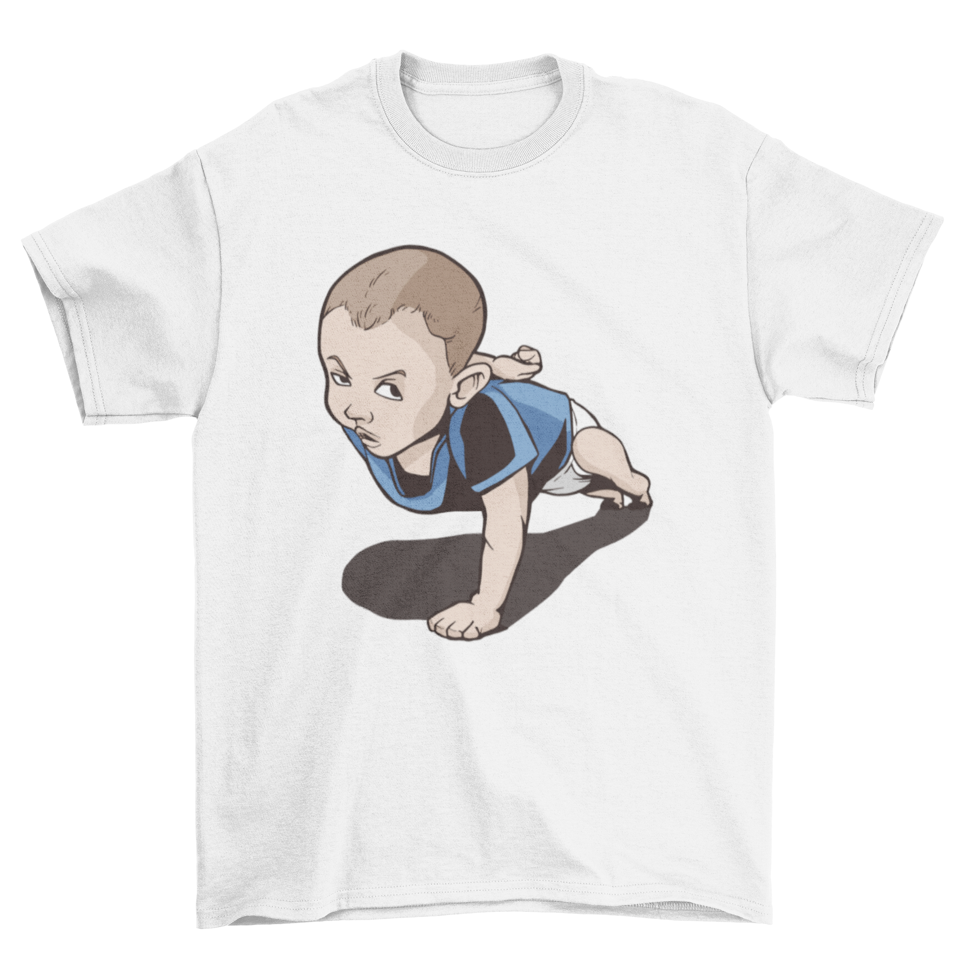 A cute baby doing push-ups, showcasing a playful and engaging design that promotes fitness and fun.