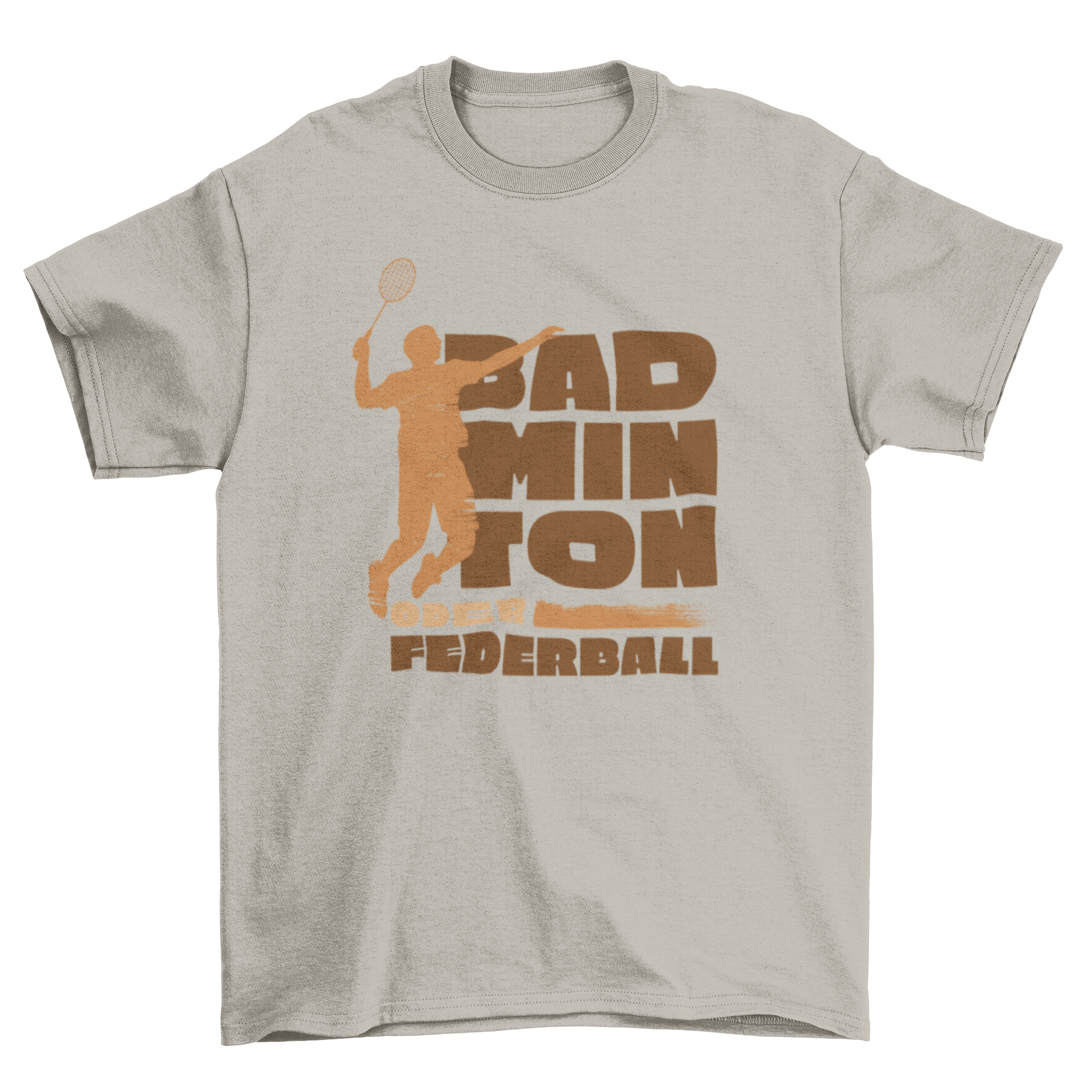 A stylish t-shirt featuring a silhouette of a badminton player with a racket and the quote 'Badminton or shuttlecock'.