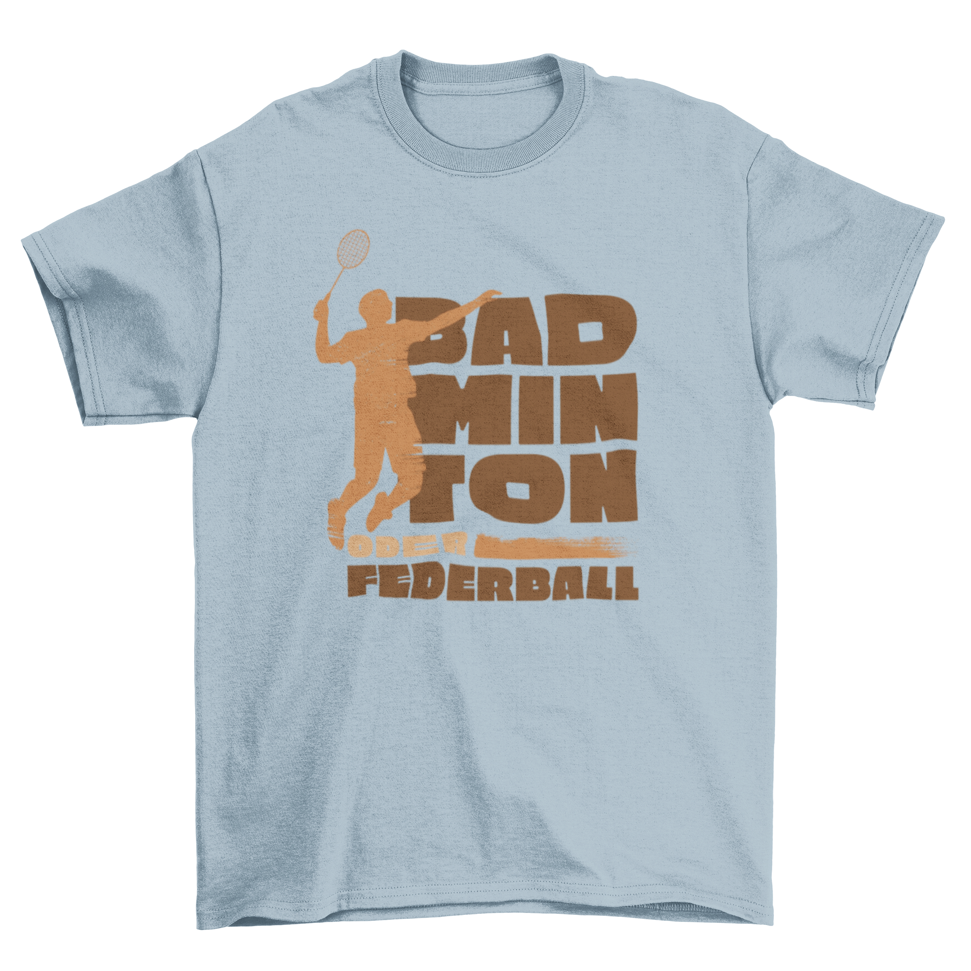 A stylish t-shirt featuring a silhouette of a badminton player with a racket and the quote 'Badminton or shuttlecock'.