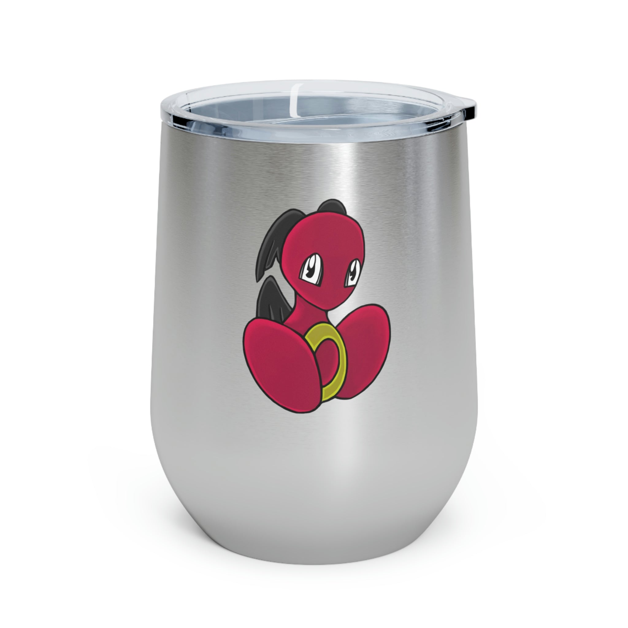 Baiyu 12oz Insulated Wine Tumbler with clear lid, showcasing stylish design and stainless steel construction.