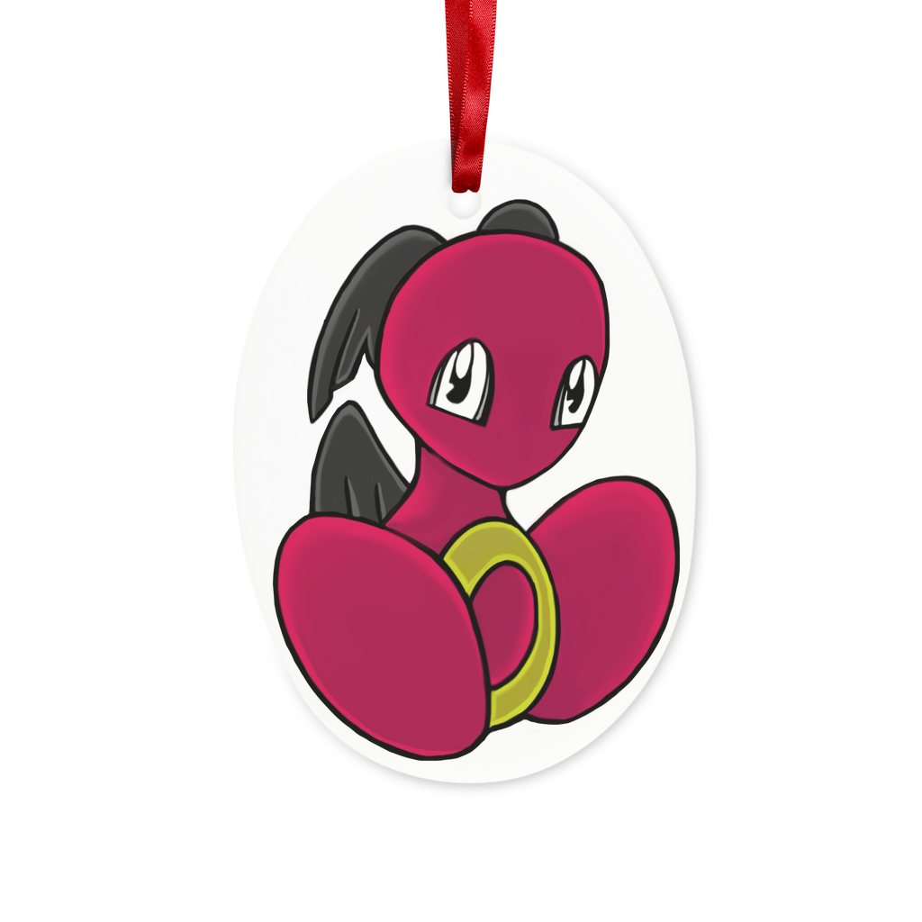 Baiyu Ceramic Hanging Ornament with red ribbon and gold string, elegantly displayed in a white box.