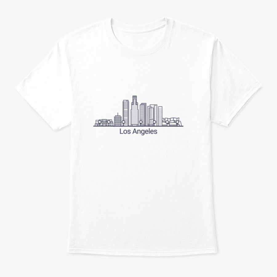 A stylish flat line graphic shirt featuring the iconic Los Angeles cityscape, made from 100% cotton for comfort.