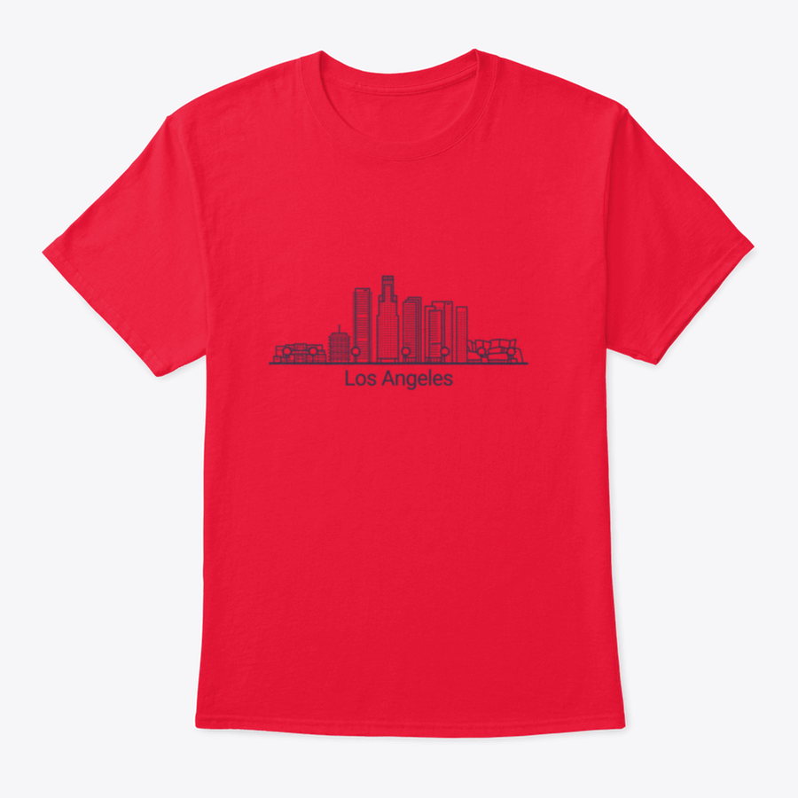 A stylish flat line graphic shirt featuring the iconic Los Angeles cityscape, made from 100% cotton for comfort.